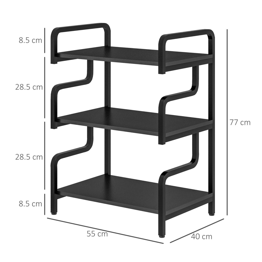 Supporto Stampante 3 Ripiani ¨C Xylo ¨C Metallo Truciolato Nero 55x40x77 cm