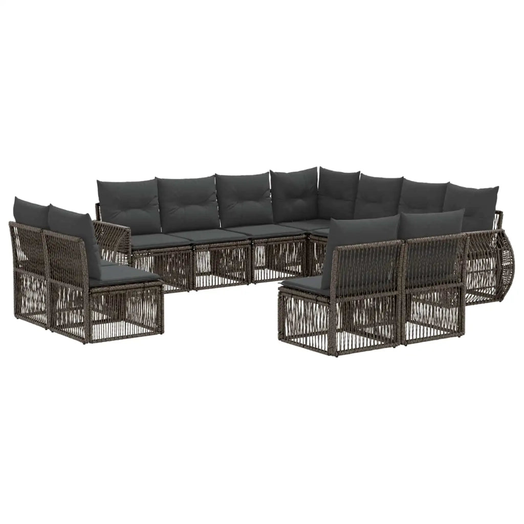 Set Divano da Giardino 11 pz Grigio e Grigio Scuro polyrattan 3435452