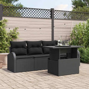 Set Divano da Giardino 5 pcs Nero Rattan in Polipropilene