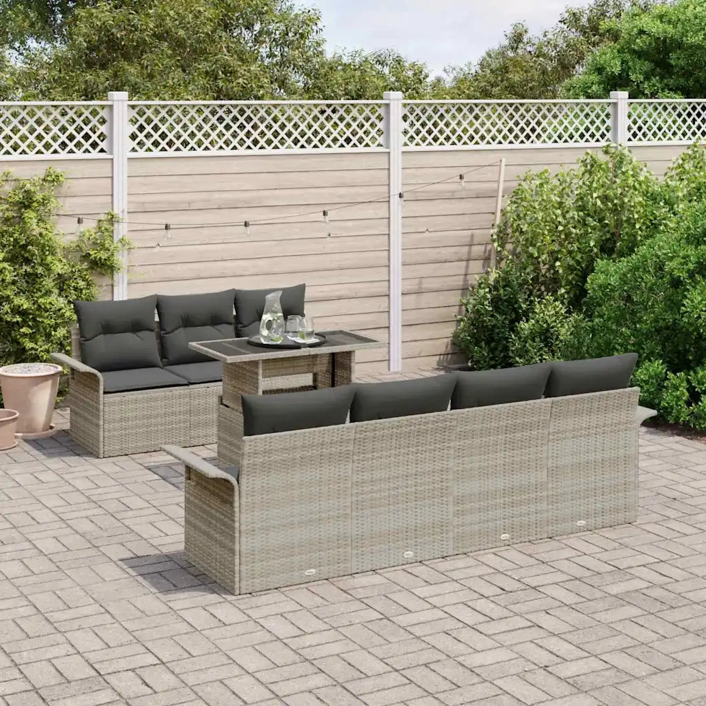 Set Divano da Giardino 8 pcs Grigio chiaro polyrattan 3348228