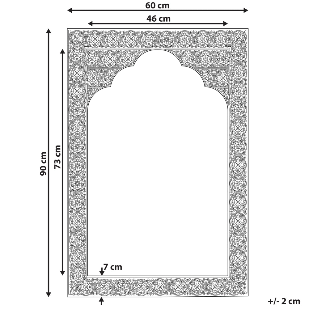 Specchio da Muro Rettangolare Cornice Dorata 60 x 95 cm Decorazione Orientale
