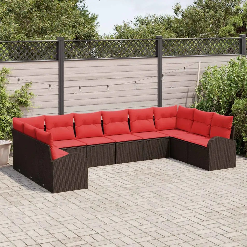 Set di divani con cuscino 10 pcs Marrone polyrattan 3346224