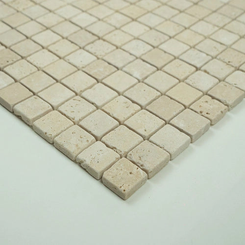 Mosaico in Travertino Avorio invecchiato 2,3x2,3x1