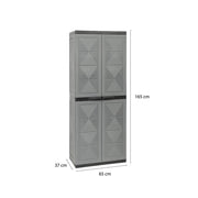 ARMADIO BASIC LINE CON 3 RIPIANI REGOLABILI PER INTERNO E ESTERNO - DARK GREY DIMENSIONE 65X37X165H CM