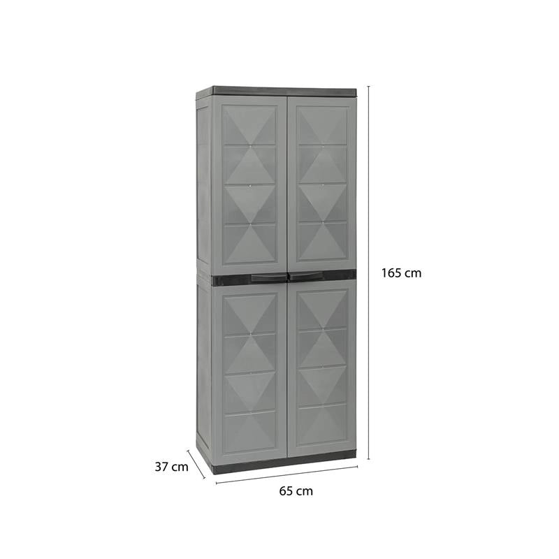 ARMADIO BASIC LINE CON 3 RIPIANI REGOLABILI PER INTERNO E ESTERNO - DARK GREY DIMENSIONE 65X37X165H CM