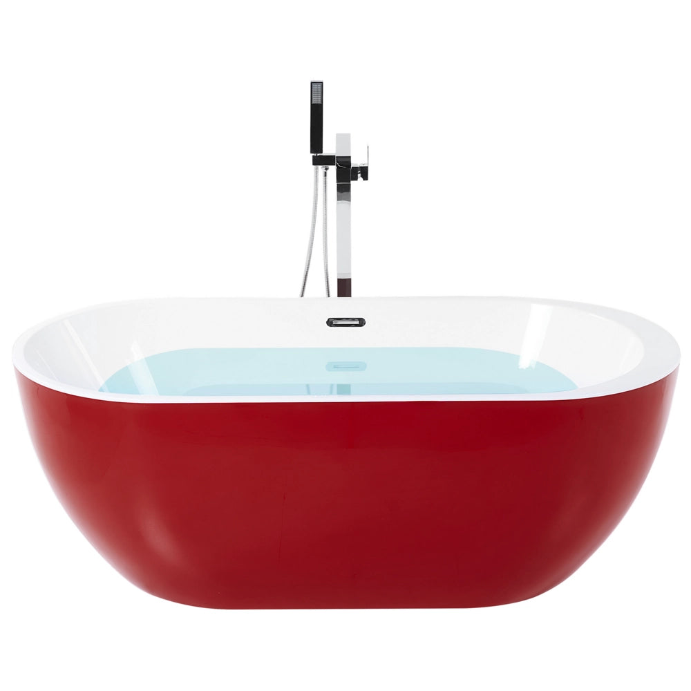 Moderna Vasca da Bagno Freestanding in Acrilico Sanitario rosso 160 cm