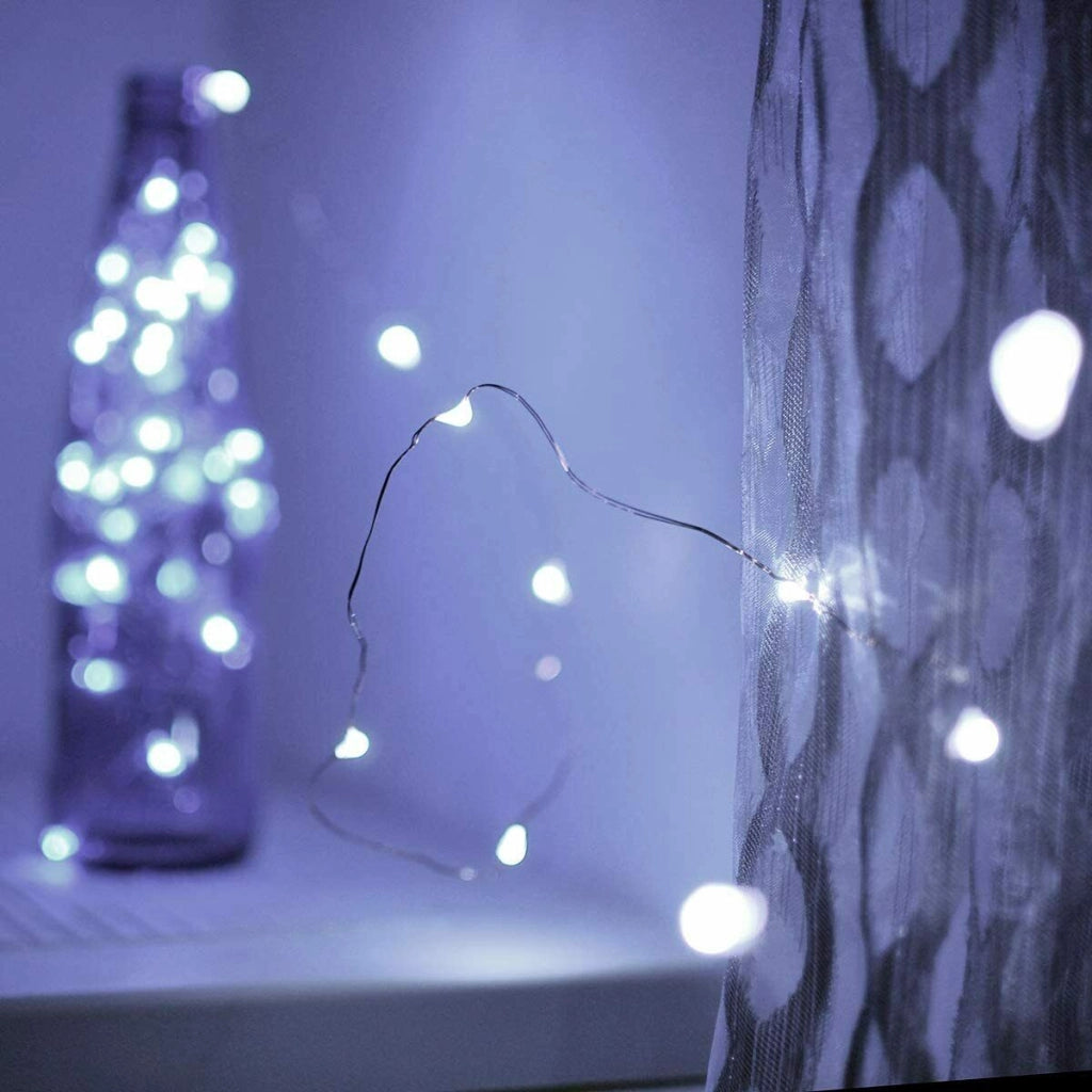 Luci di natale 150 micro led batteria 15 mt con telecomando esterno LUCE FREDDA