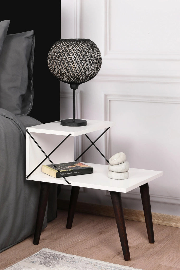 Comodino in legno "Cross" 50 x 40 x 55 cm - Bianco