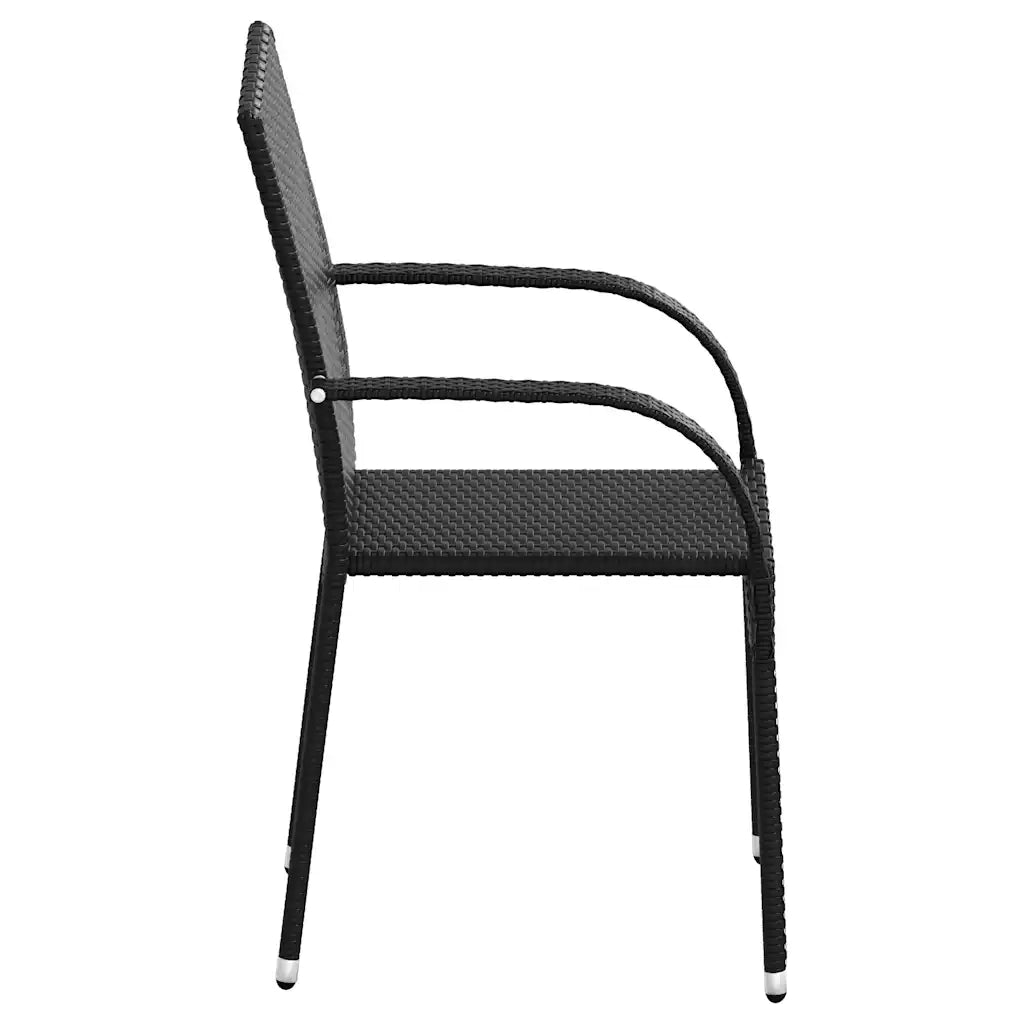 Sedie da Esterno Impilabili 4 pz in Polyrattan Nere 310084