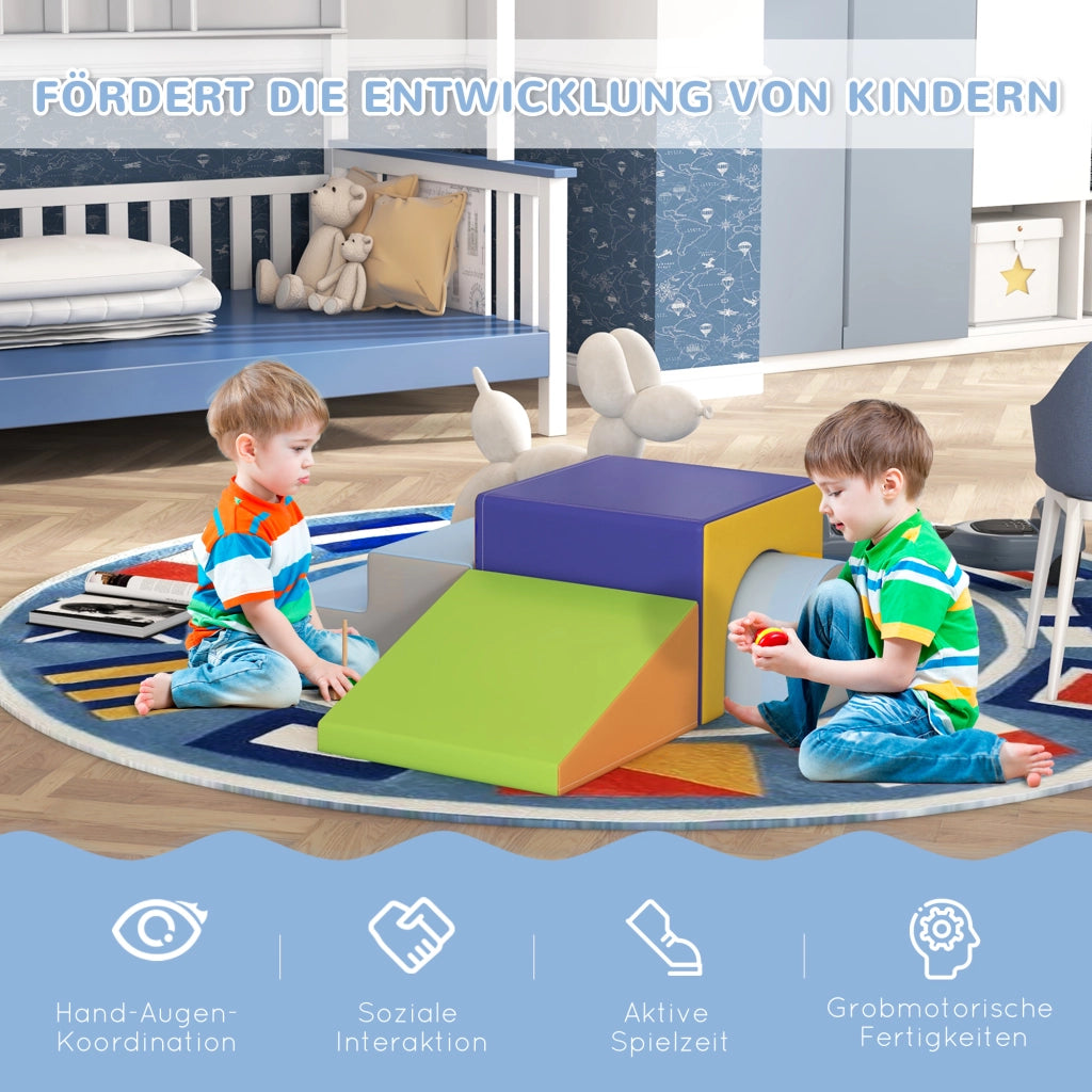 Set 4 blocchi morbidi arrampicata e scivolo ¨C Xylo ¨C rivestimento ecopelle multicolore per bambini 1-3 anni
