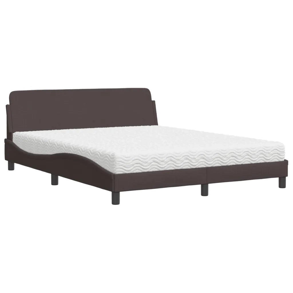 Letto con Materasso Dover Marrone Scuro 160x200cm Tessuto