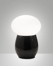 Lampada da tavolo Freddy in vetro soffiato Nero, attacco E27 40W, interruttore integrato, design elegante e moderno - Freddy Collection