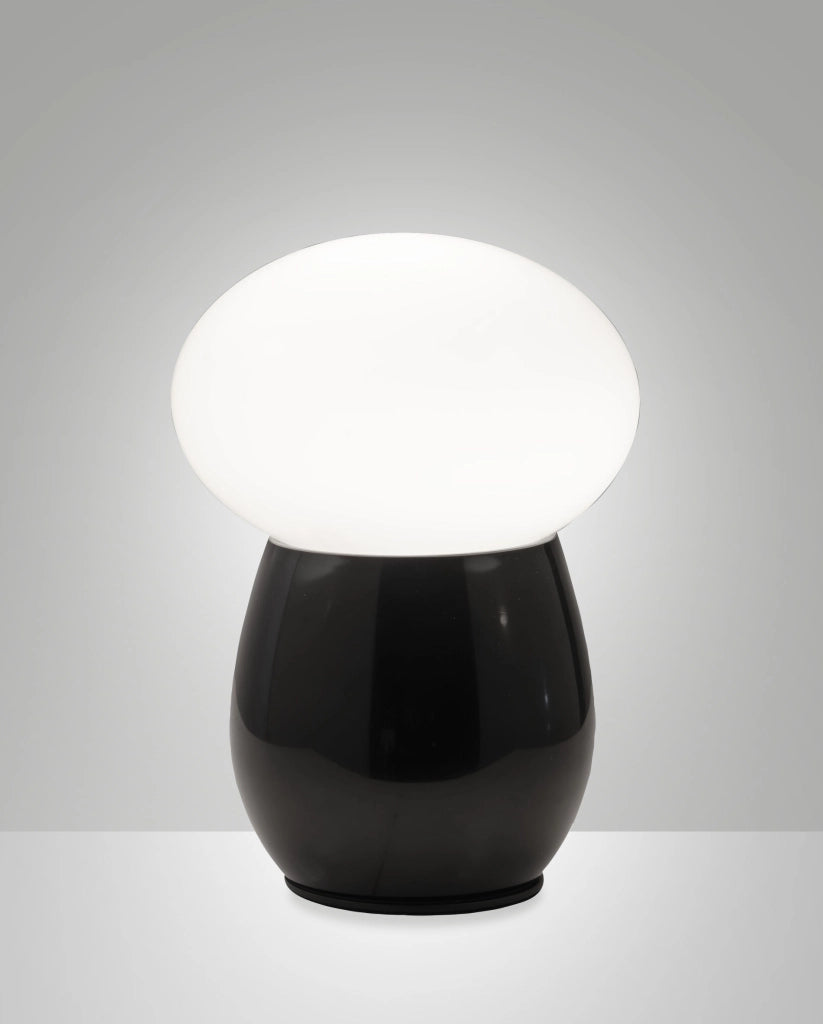 Lampada da tavolo Freddy in vetro soffiato Nero, attacco E27 40W, interruttore integrato, design elegante e moderno - Freddy Collection