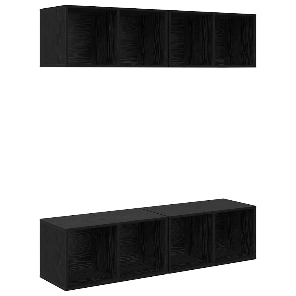 Set mobile TV 4 pz Rovere Nero Legno ingegnerizzato 3393532