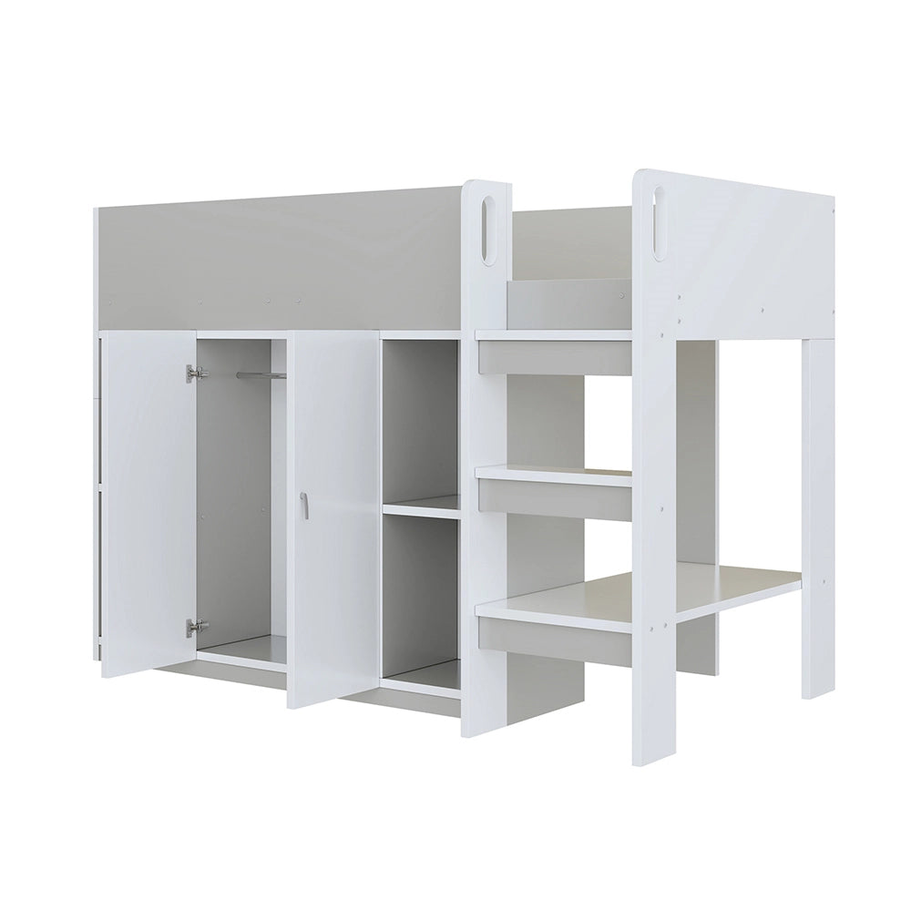 Letto a castello - Xylo - 90x200 cm armadio grigio