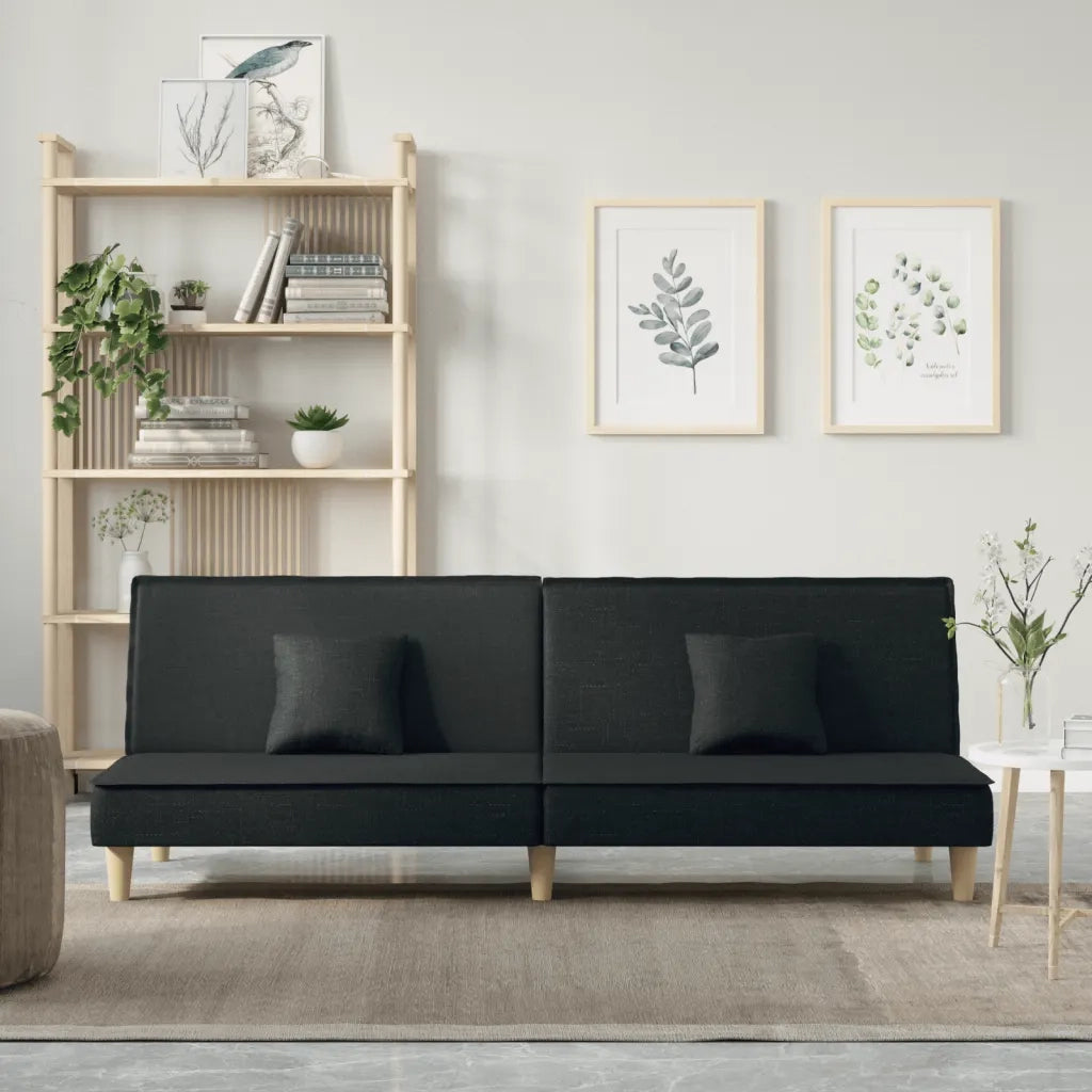 Divano Letto Nero in Tessuto 351902