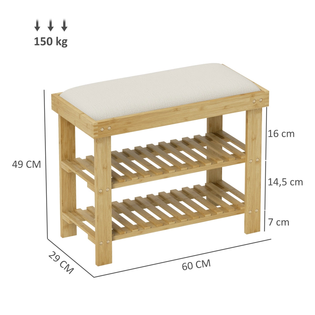Scarpiera con Cuscino ¨C Minimal ¨C 60x29x49 cm Crema