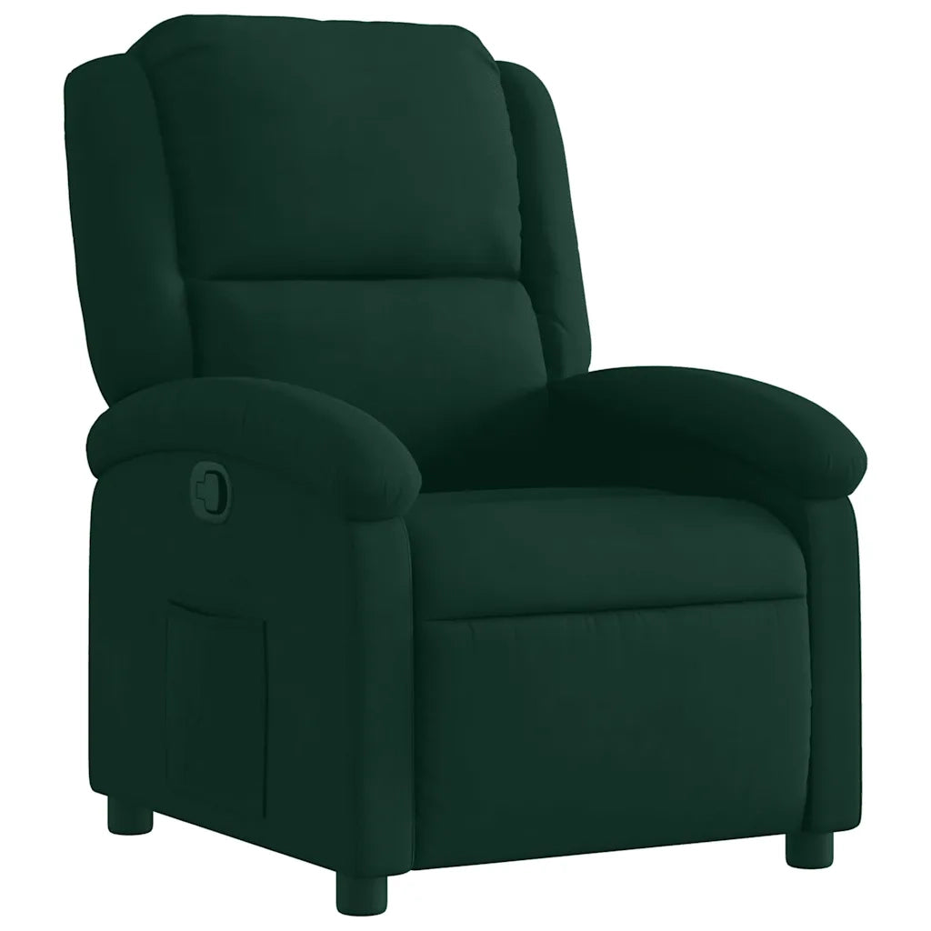 Poltrona | Sedia Relax Reclinabile Verde Scuro in Velluto