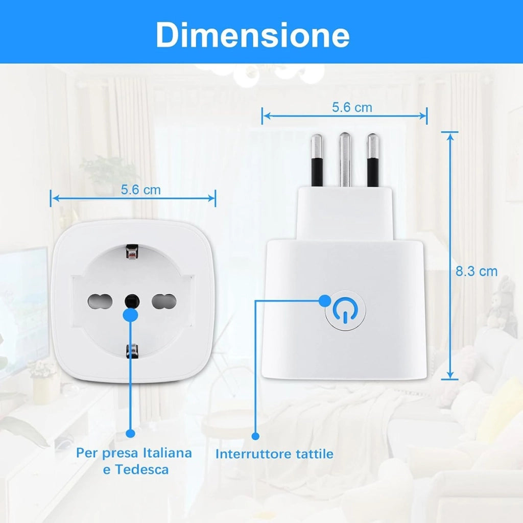 PRESA INTELLIGENTE WIFI 10A SMART LIFE TUYA PLUG SHUKO TIMER ALEXA GOOGLE HOME