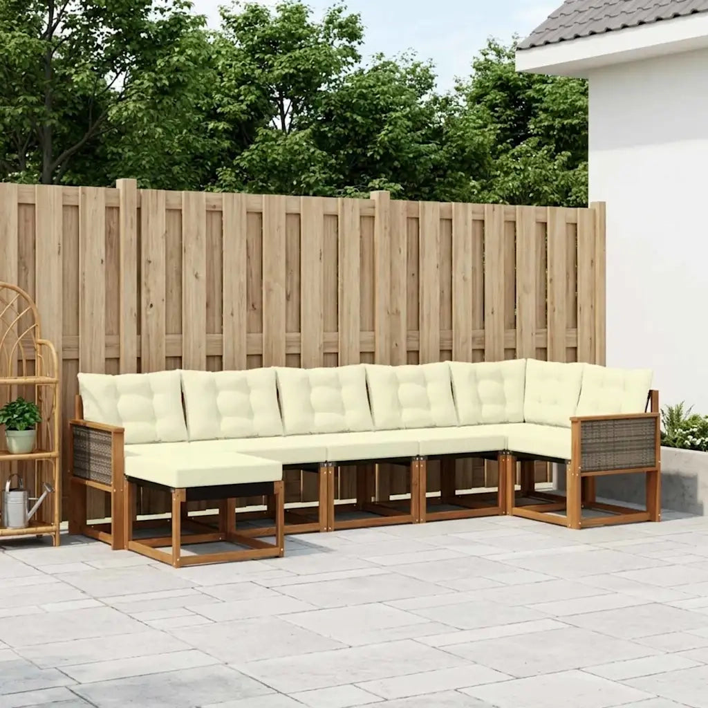 Set di divani da esterno con cuscino 7 pcs Naturale e Crema 3382090