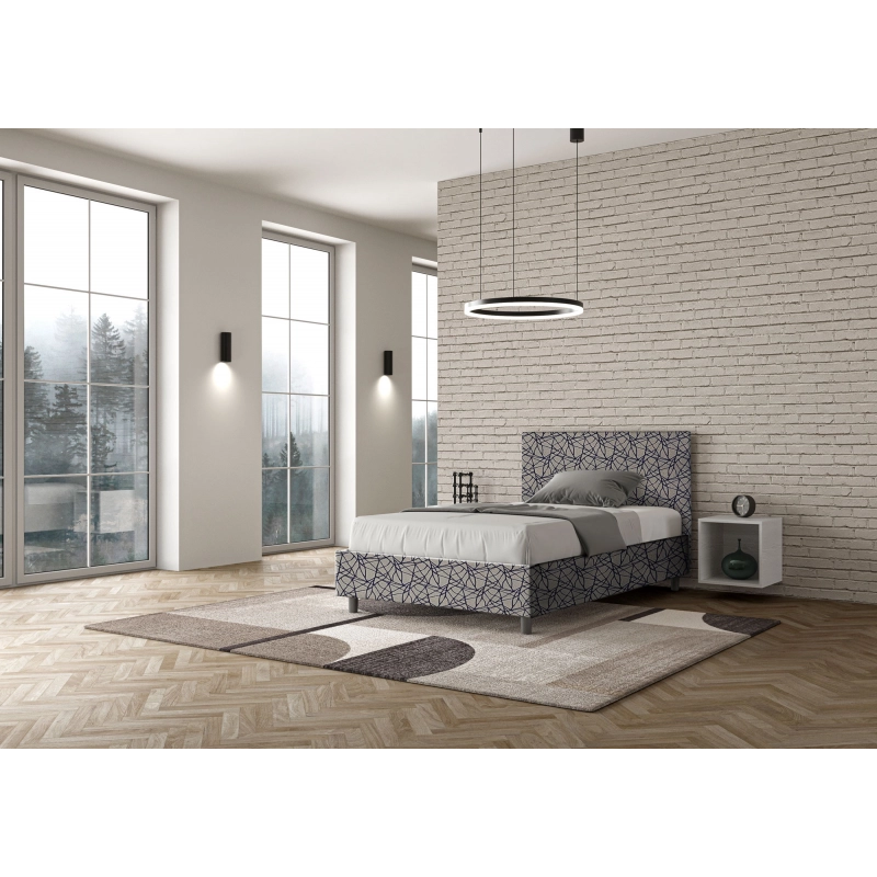Letto imbottito 1 piazza e mezza 120x200 cm tessuto Era Adele - Senza rete,Blu
