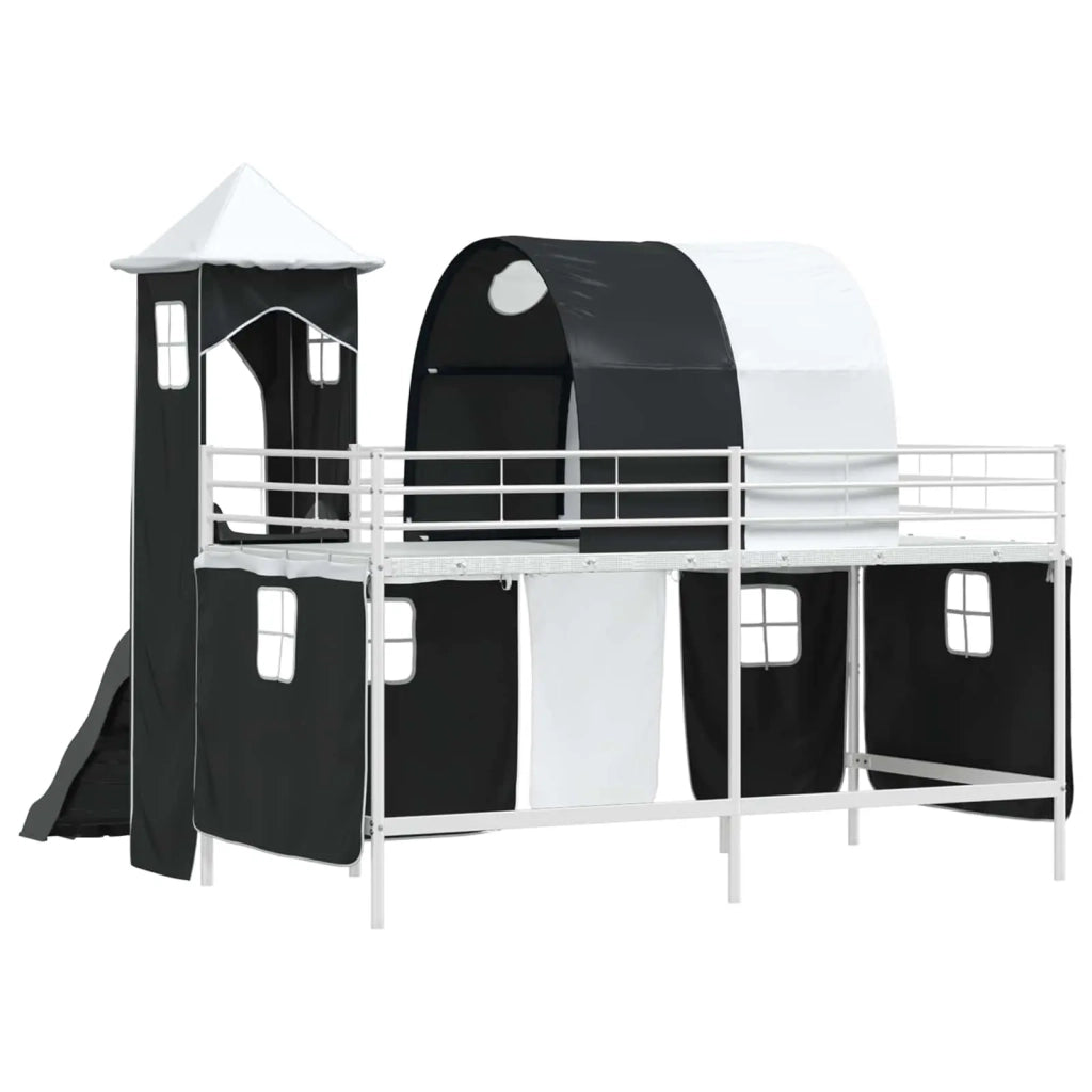 Struttura del letto loft per bambini-Giroletto per bambini Bianco e Nero 107 x 200 cm 290967
