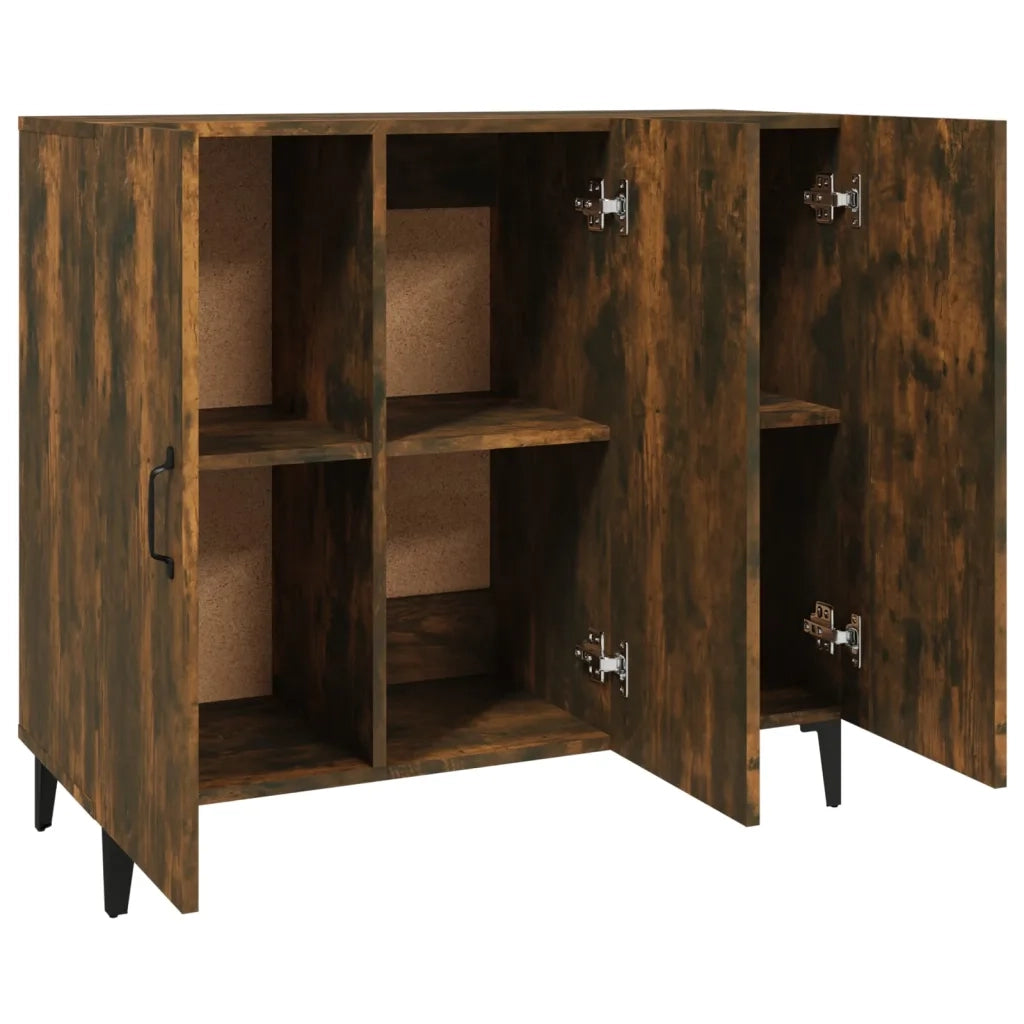 Credenza Rovere Fumo 90x34x80 cm in Legno Multistrato 817462