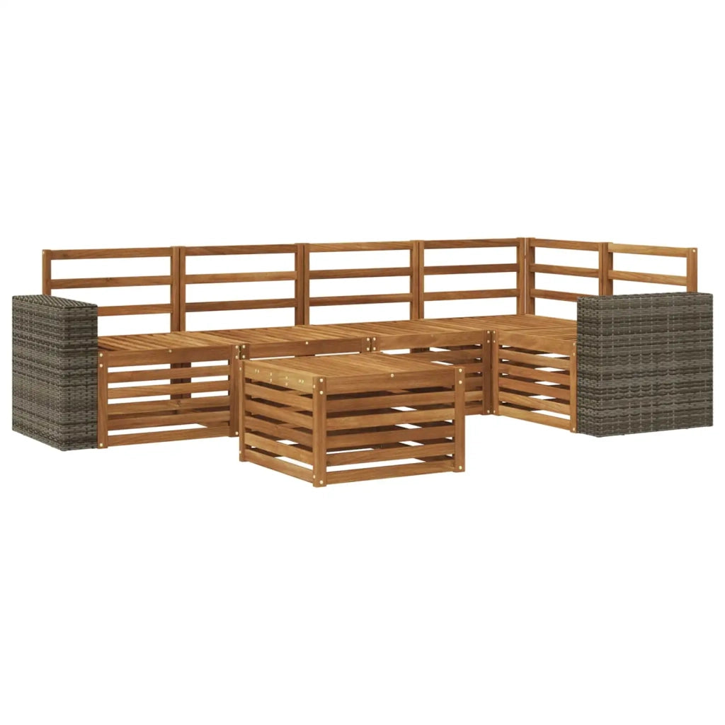 Set divano sezionale 6 pcs Naturale Legno di Acacia Massello 3384395