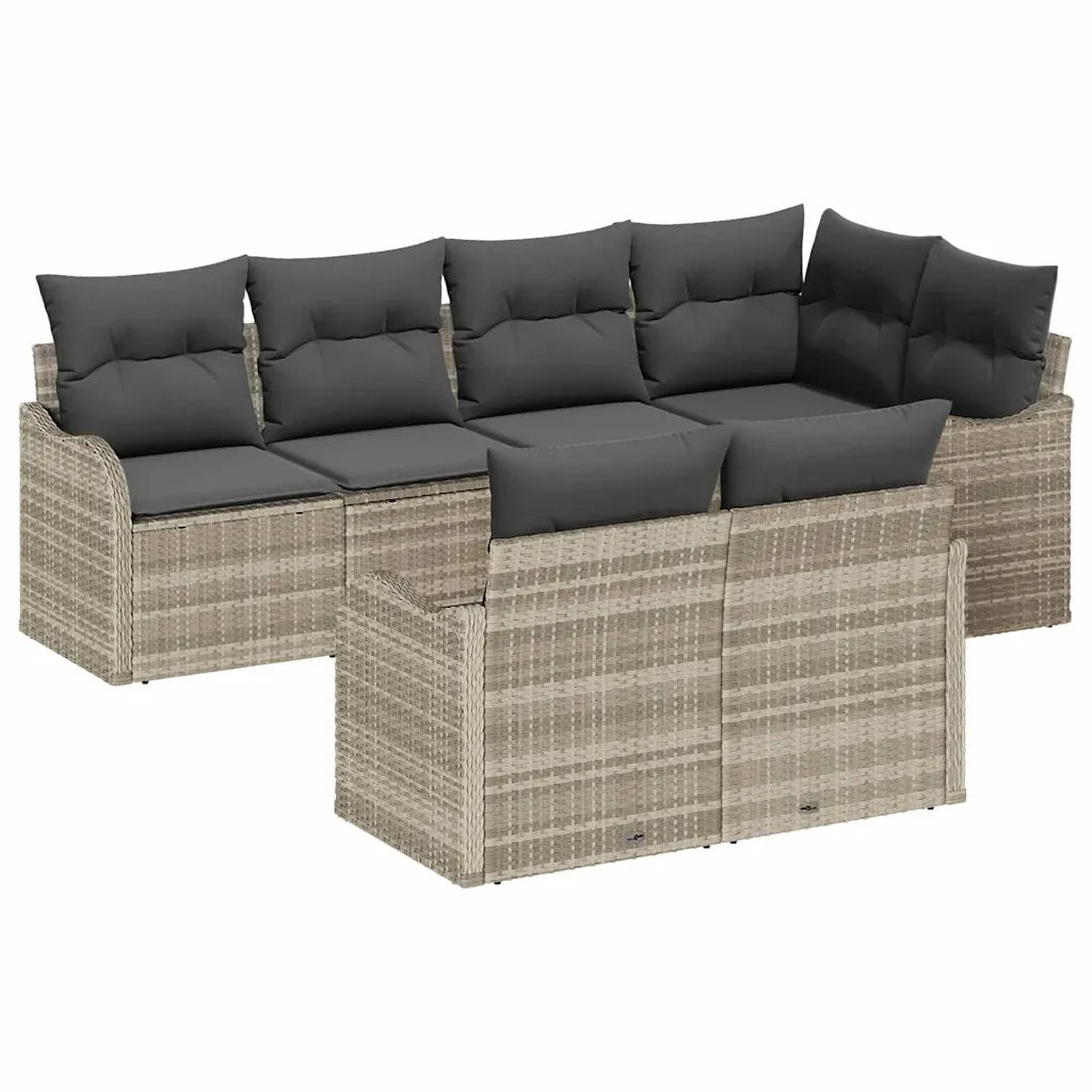 Set Divano da Giardino Grigio chiaro polyrattan