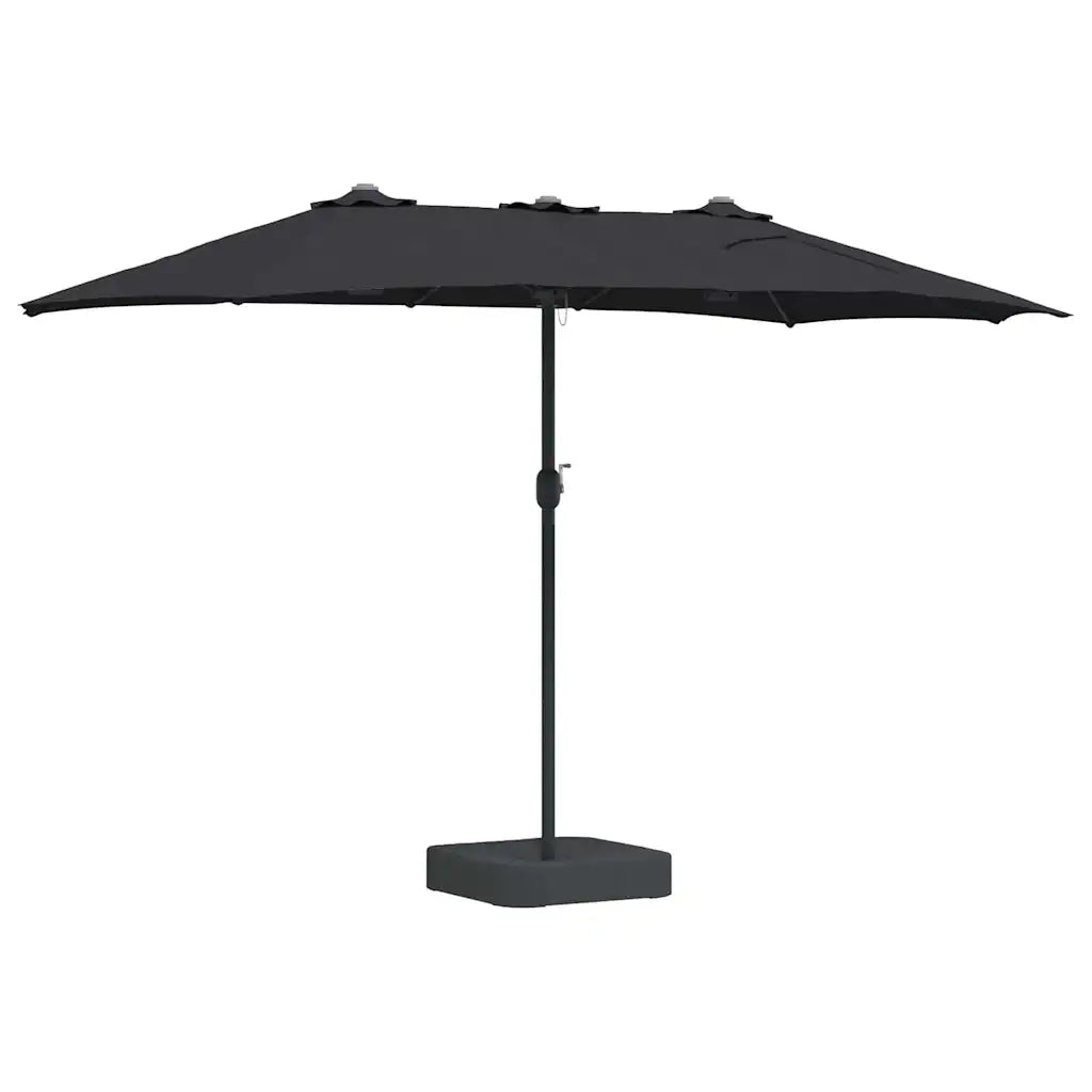 Ombrello da giardino-Ombrellone da spiaggia Nero 385 x 209 x 244 cm