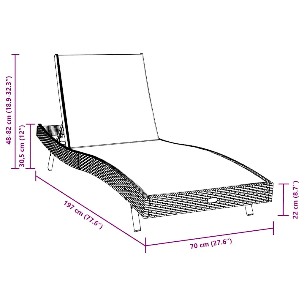 2 pz Lettino Prendisole | Sdraio da giardino | Lettino da sole Nero e Bianco polyrattan