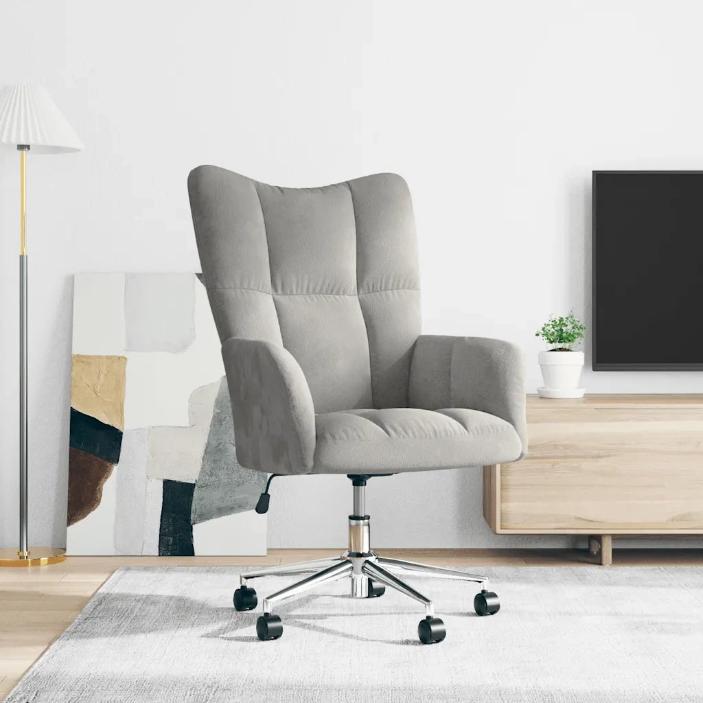Poltrona | Sedia Relax Grigio Chiaro in Velluto