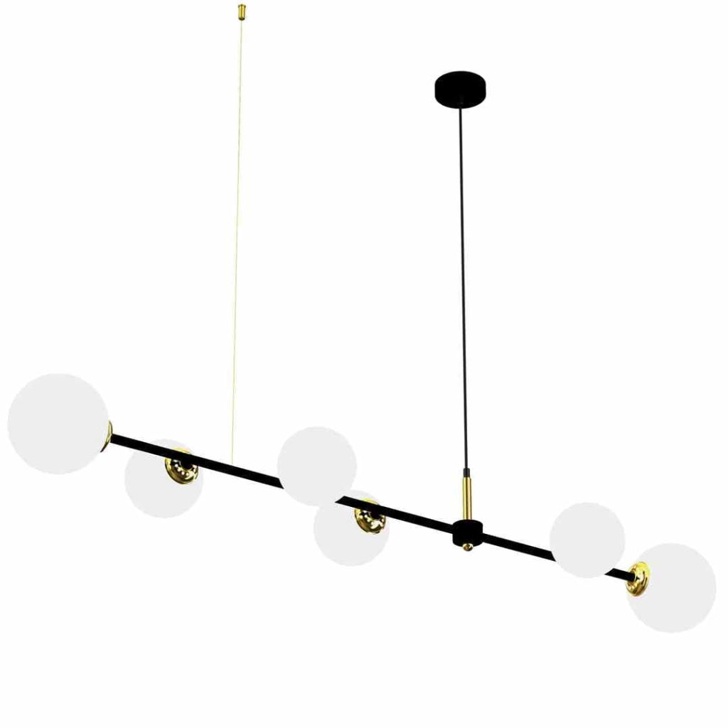 Lampadario sospeso Milagro POP MLP7846 6 luci nero oro