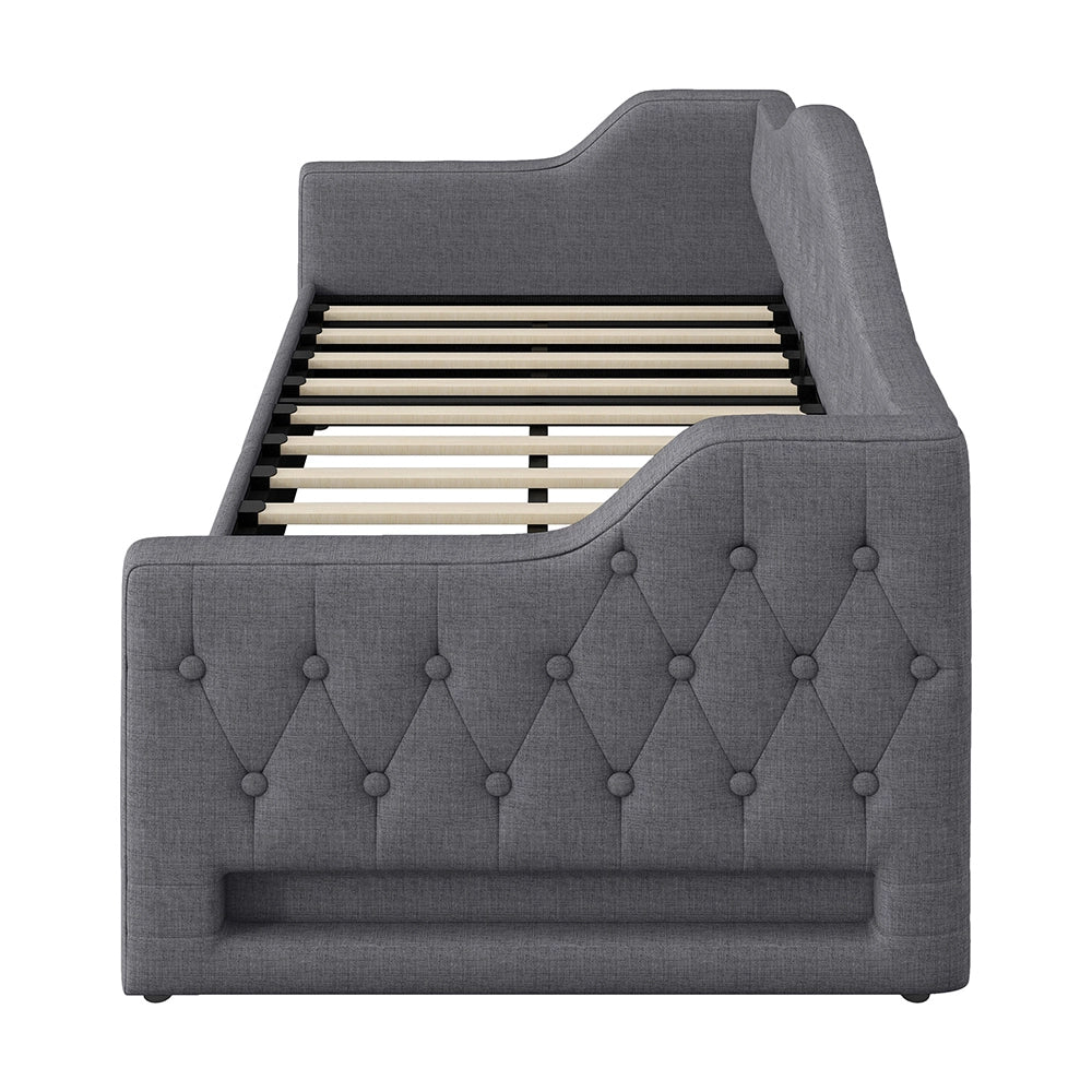 Letto imbottito - Xylo - 90x200cm LED con contenitore, grigio