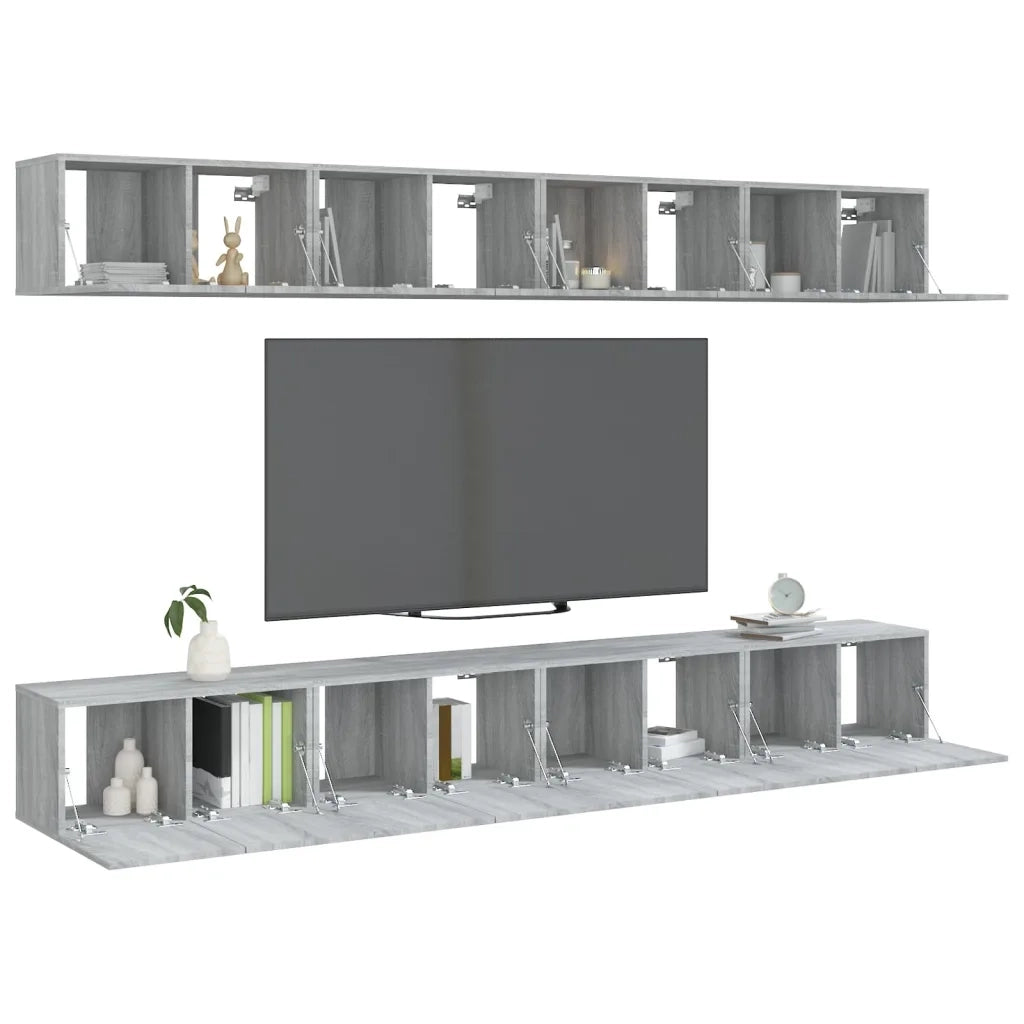 Mobili Porta TV 8pz | Armadietto TV | Mobile Porta TV Grigio Sonoma 60x30x30 cm Legno Multistrato