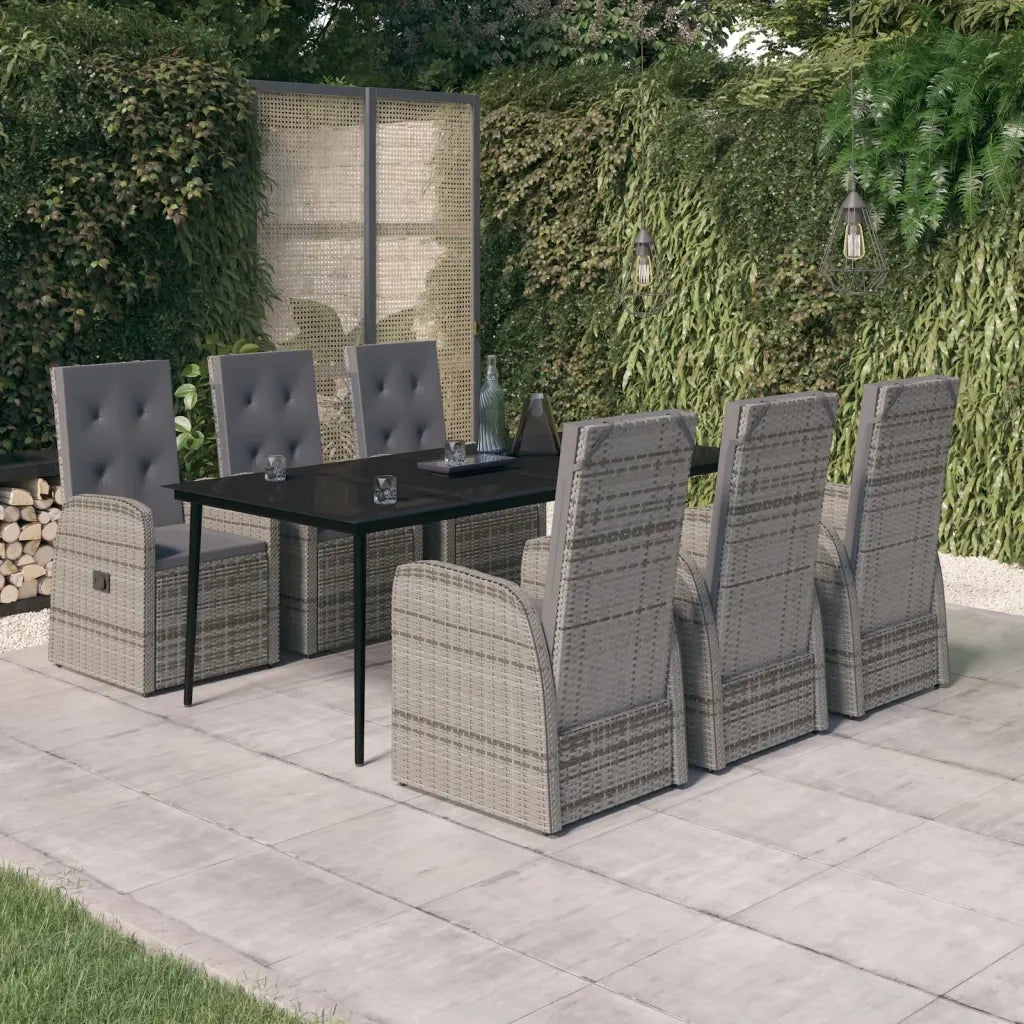 Set da Pranzo da Giardino 7 pz con Cuscini Grigio 3099489