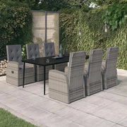 Set da Pranzo da Giardino 7 pz con Cuscini Grigio 3099489