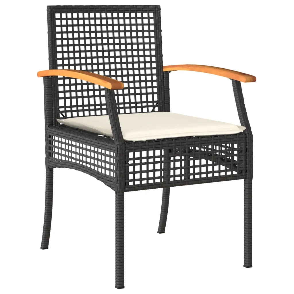 Set da Pranzo da Giardino 5 pz Nero con Cuscini in Polyrattan 3213598