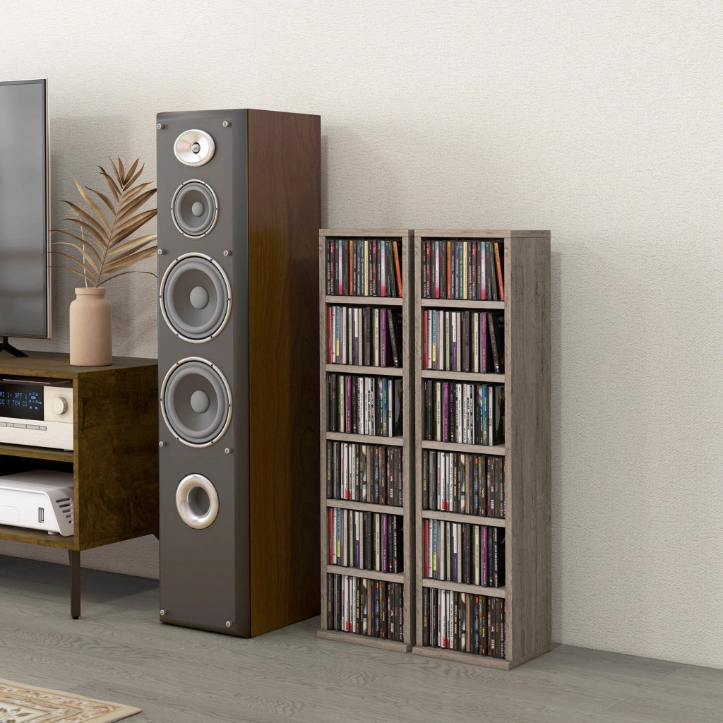 Set 2 Pezzi Mobile Libreria Porta CD 21x22,5x88,5 cm Grigio