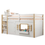 LETTO A SOPPALCO 90x200 cm in Legno massello Bianco con Scala e Area Gioco