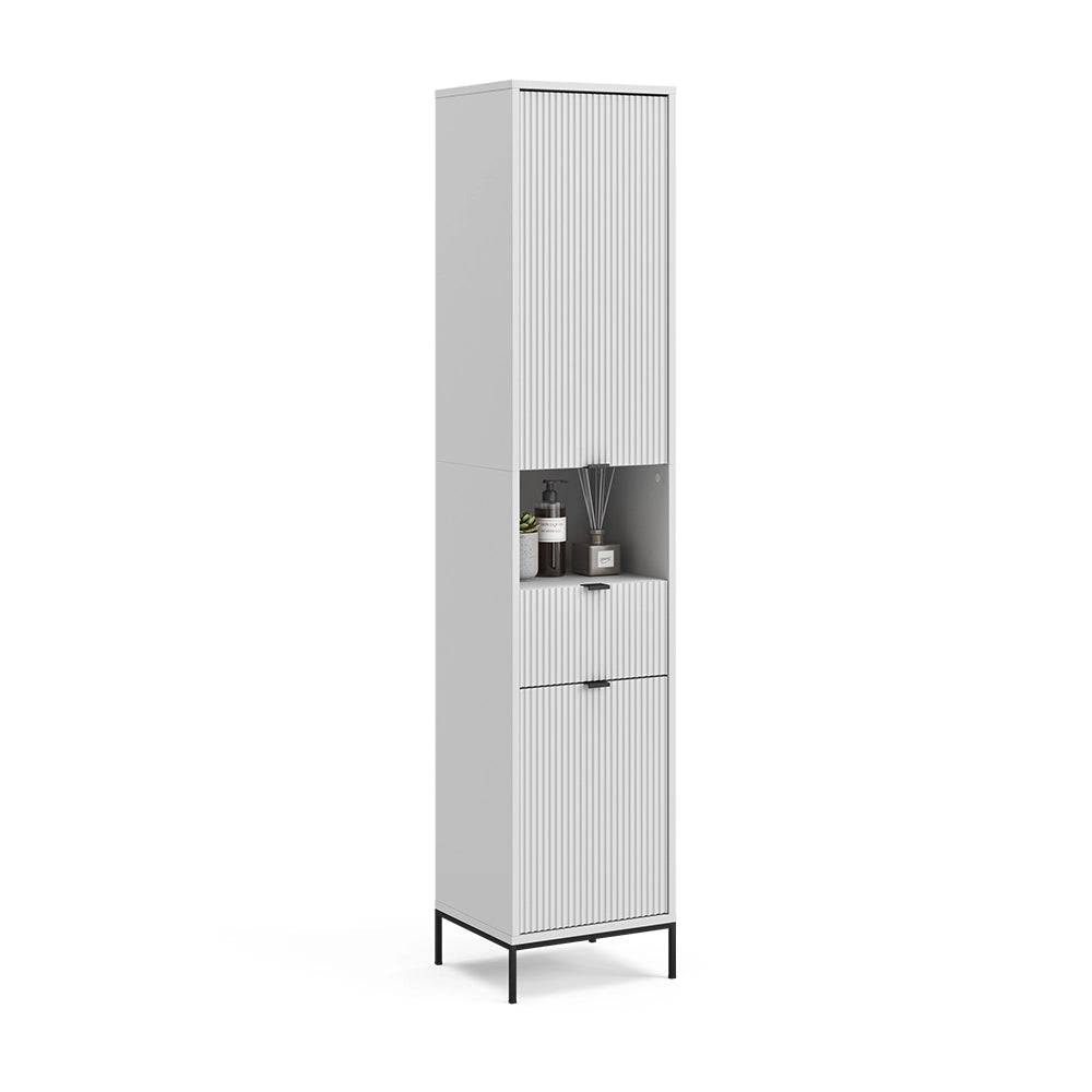 Vicco Mobiletto da bagno Bianco 40 x 190 cm con ante e cassetto