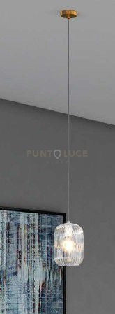 SOSPENSIONE OTTONE SAT. 1 LUCE VETRO TRASPARENTE 1181OS-S1-TR