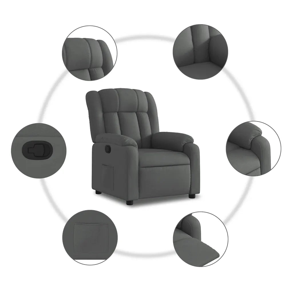 Poltrona Reclinabile in Tessuto Grigio Scuro 373575