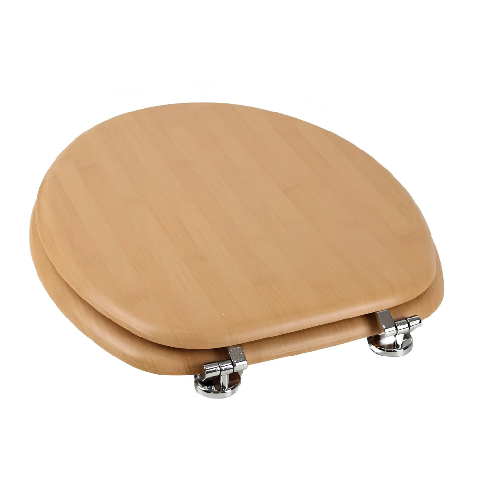 Sedile wc effetto bamboo in mdf con cerniere incluse 44x38 cm
