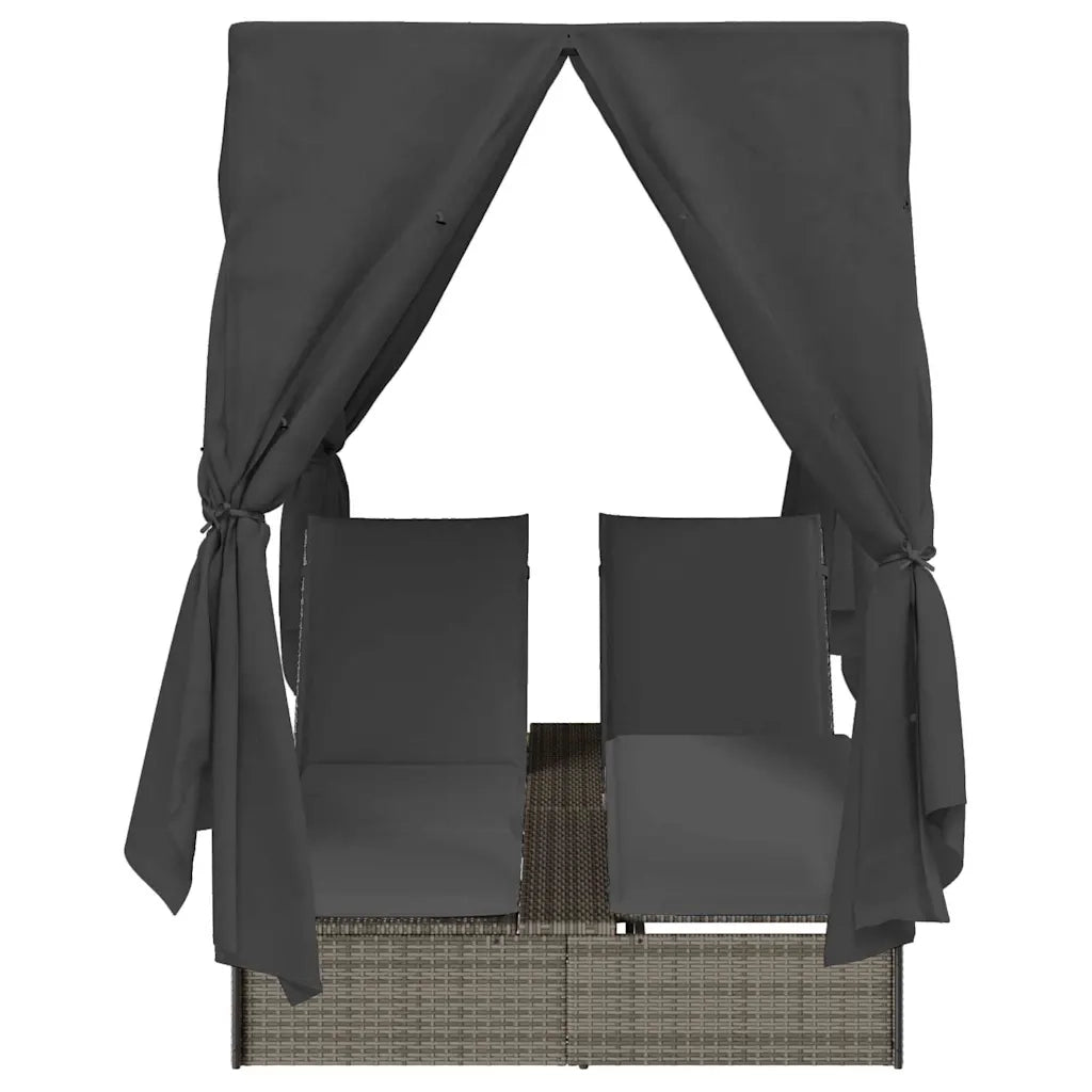 Lettino da sole doppio Grigio 205 x 129 x 200 cm polyrattan