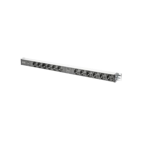 Multipresa in alluminio con 12 prese su 2 circuiti per armadi rack - DN95405
