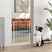 CANCELLETTO PER CANI ESTENSIBILE E REGOLABILE PER SCALE E PORTE, IN ACCIAIO E ABS, 75-85X76 CM, BIANCO