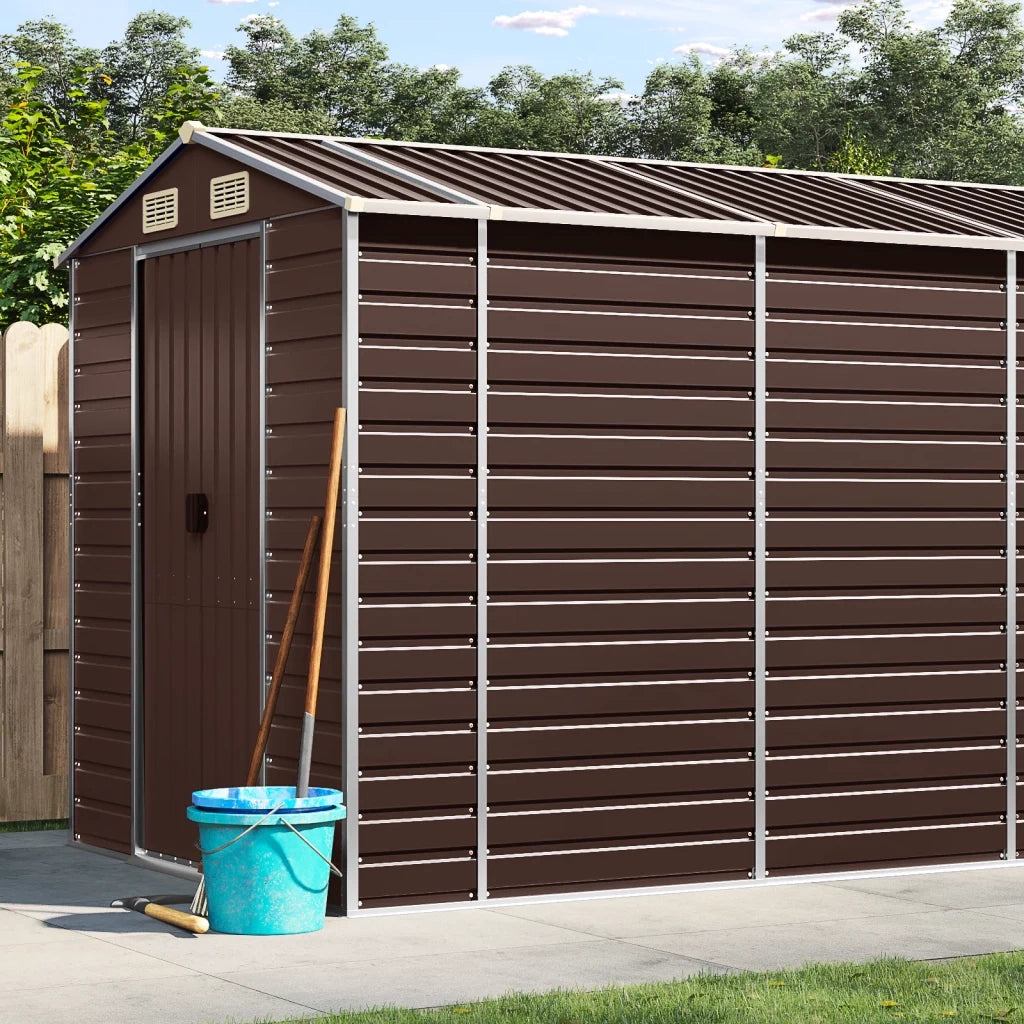 Capanno da Giardino Marrone 191x895x198 cm in Acciaio Zincato 3188273