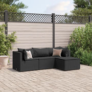 Set Divani da Giardino 4 pz con Cuscini Nero in Polyrattan