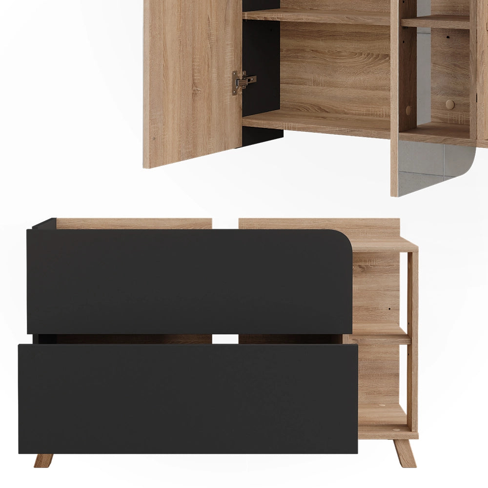 Vicco Set di mobili da bagno Sonoma/antracite 2 parti
